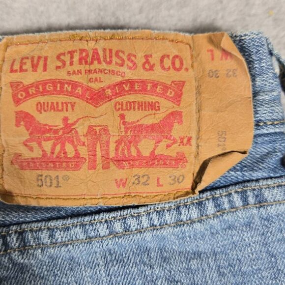 Levis 501 Jeans 32x30 Fly Button Straight Fit - Picture 7 of 11